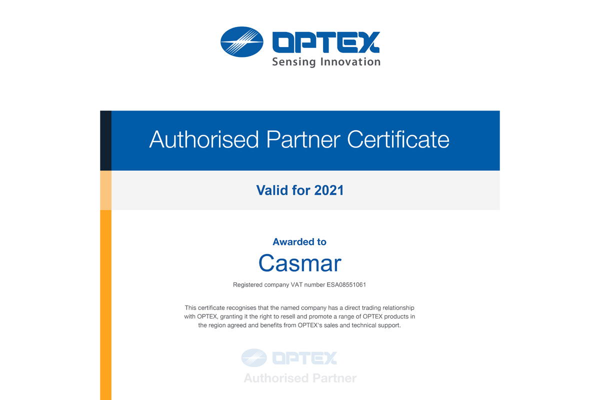 Optex refuerza la posición de Casmar como distribuidor oficial 